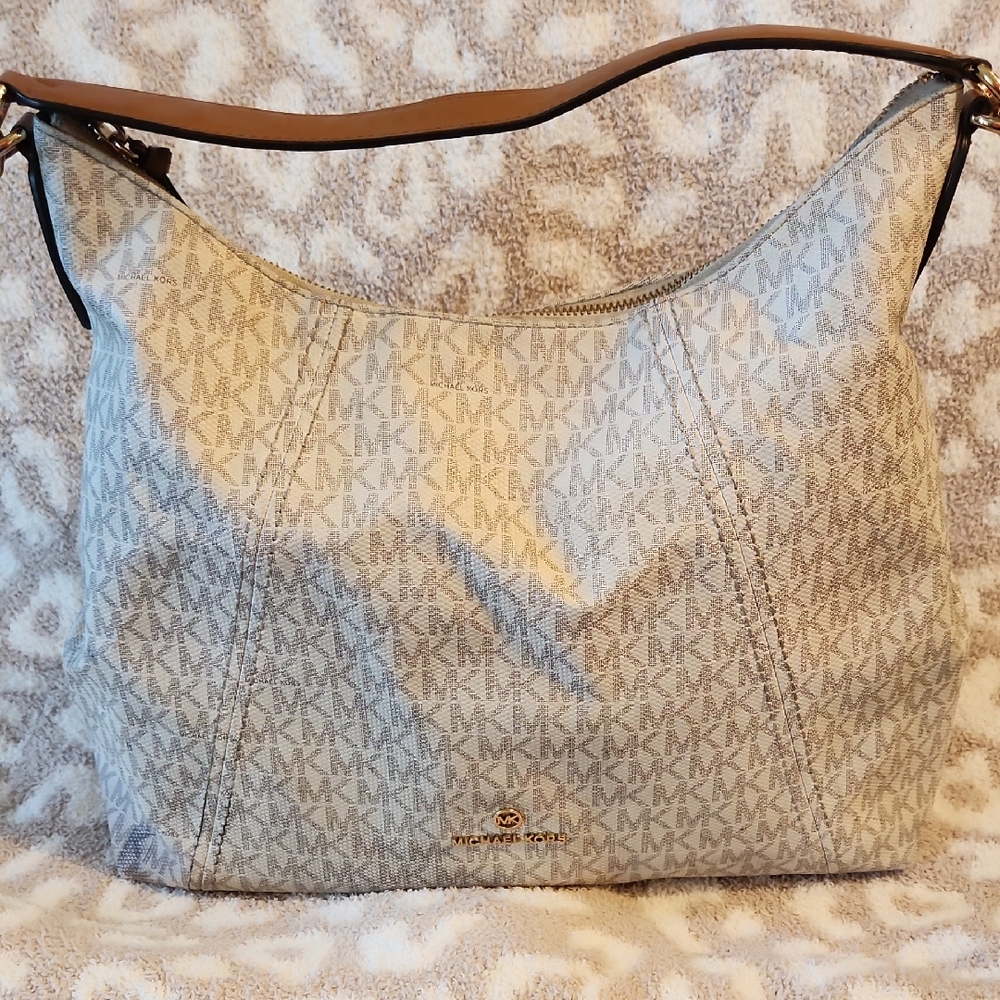 Michael Kors Monogram Beige Shoulder Bag